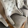 x6 Luxury Plush Silvery Grey Crushed Velvet Dining Chairs with Knocker and Chrome Legs Image 7