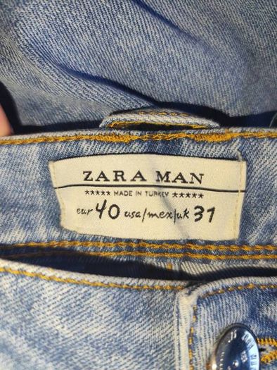 Zara Slim Fit Mens Blue Jeans Stud detail Size Euro 40