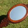 Vintage Olive Wood Vanity Mirrors Hand Held Carved Image 9