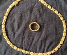 1980's vintage 14k XO diamond cut necklace with latch and matching ring