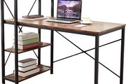 Computer Desk, Writing Desk with 4 Tier DIY Storage Shelves on Left or Right, 120 60 122cm Work Table for Office Living Room, Steel Frame, Industrial (FREE SHIPPING)