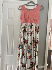 Maxi dress floral & pink tank dress
