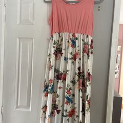 Maxi dress floral & pink tank dress