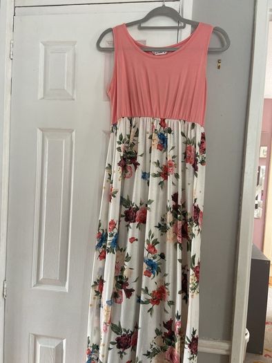 Maxi dress floral & pink tank dress