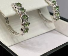 D'Joy Green Apatite Full Hoop Earring in Platinum Overlay Sterling Silver