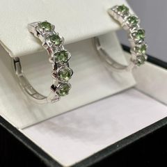 D'Joy Green Apatite Full Hoop Earring in Platinum Overlay Sterling Silver