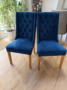 Glam Royal Blue Velvet Chairs