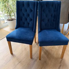 Glam Royal Blue Velvet Chairs