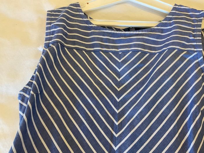 Gorgeous Girls Benetton summer dress nautical blue and white stripe 7 8 9
