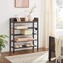 _Shoe rack, 4 grid shelves, for 14 pairs of shoes, raised side edges, for sneakers, high heels, slippers, industrial style, vintage-brown-black Image 3
