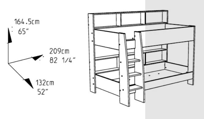 Bunk bed with two mattresses