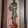 Large Wooden 3D African Art Shadow Box  with Resin Tradional Female Figure. Image 2