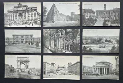 9 Vintage Rome Postcards Matching Series