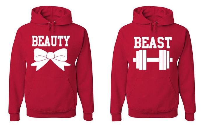 Cute Matching Beauty Beast Couples Hoodies