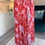 Stunning Red Floral Pleated Midi Dress by AX Paris Size: UK 16 / EU 44 Image 7