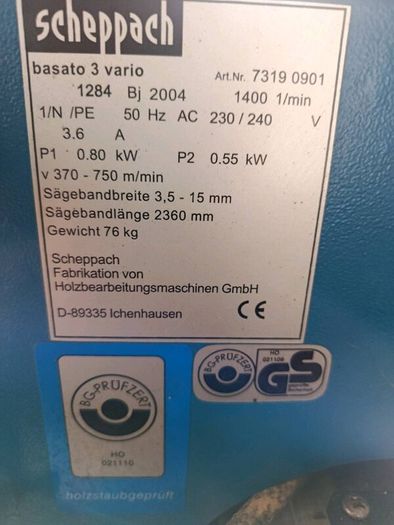 Bandsaw scheppach