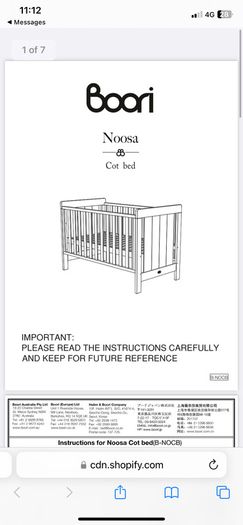 Large cot and toddler bed -boori brand Australia