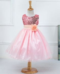 New Girls Sequinned Dress Flower Sash Sleeveless Formal Party Wedding Bridesmaid Sz 9-10yrs