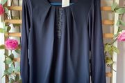 top Bnwt navy chiffon &amp; embelished front sunwear brand European brand size 38