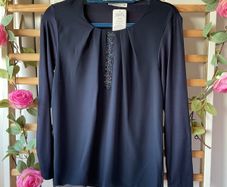top Bnwt navy chiffon & embelished front sunwear brand European brand size 38