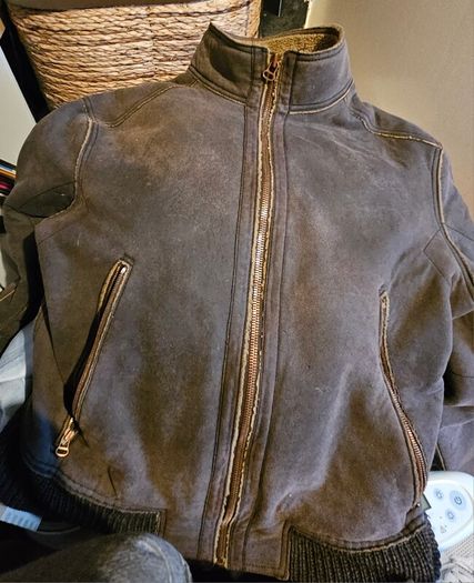 HUGO BOSS Men Dark Tan Faux Sheepskin & Fleece Jacket Coat