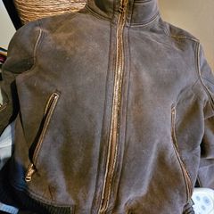 HUGO BOSS Men Dark Tan Faux Sheepskin & Fleece Jacket Coat