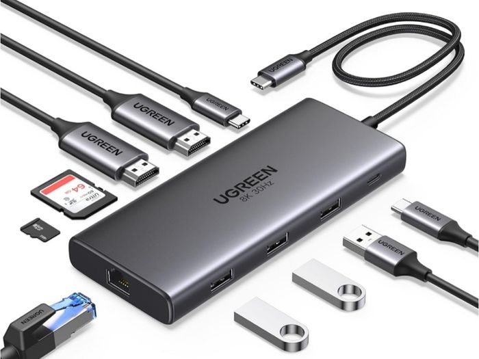 Docking Station, Revodok Pro 210 USB C Hub (10-in-1) with Dual 4K@60Hz, Single 8K@30Hz, Gigabit Ethernet, 100W PD, 4x 5Gbps USB Data Ports, SD/TF, USB-C Dock for Thinkpad, HP, Dell Laptops
