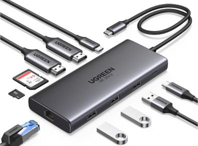 Docking Station, Revodok Pro 210 USB C Hub (10-in-1) with Dual 4K@60Hz, Single 8K@30Hz, Gigabit Ethernet, 100W PD, 4x 5Gbps USB Data Ports, SD/TF, USB-C Dock for Thinkpad, HP, Dell Laptops