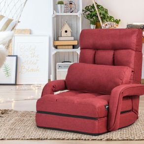 Adjustable Folding Floor Lazy Chair with Pillow