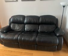 Black Leather 3 Seater Recliner Couch Very Good Condition
