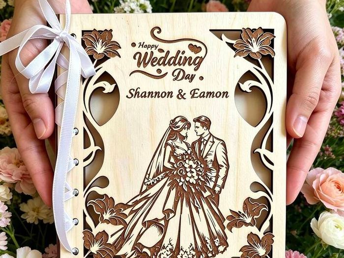 Wooden Wedding Card, Laser Cut & Engraved!