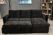 Black velvet Corner Sofa Bed Storage, 215cm