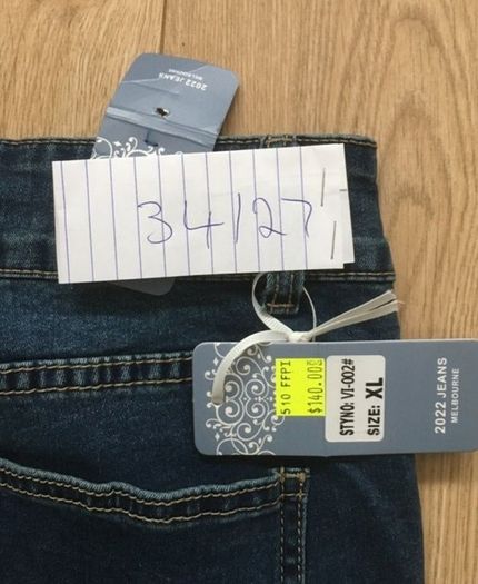 Melbourne designer denim cotton jeans 34 waist elasticated and 27 inch leg new with tags FREE STANDARD POSTAGE INCLUDED