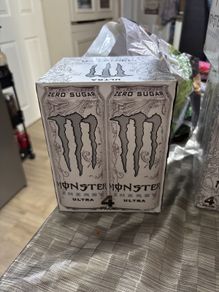 white Monster energy drinks