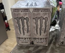 white Monster energy drinks