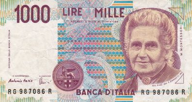 ITALY 1000 LIRE 1990 Banknote M. Montessori
