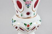 Beautiful Bohemian pink glass overlay vase