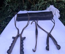 Victorian Medical Obstretic Tools and Original Leather Wrap