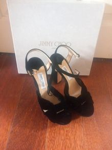 Jimmy Choo Velour Ankle Strap Sandals