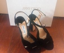 Jimmy Choo Velour Ankle Strap Sandals