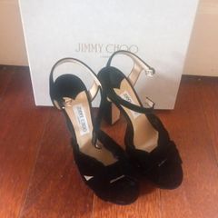 Jimmy Choo Velour Ankle Strap Sandals