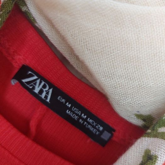 Zara apple red belted dress with free shawl