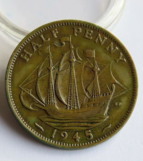 1945 HalfPenny WW2 king George VI bronze