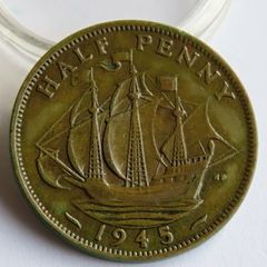 1945 HalfPenny WW2 king George VI bronze