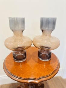 Smoky 2 tone glass shaped vases or decorative glassware pieces