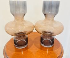 Smoky 2 tone glass shaped vases or decorative glassware pieces