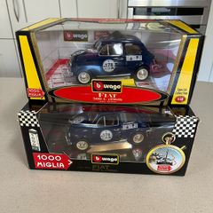 Fiat 500 Mille Miglia x 2 Burago Rare