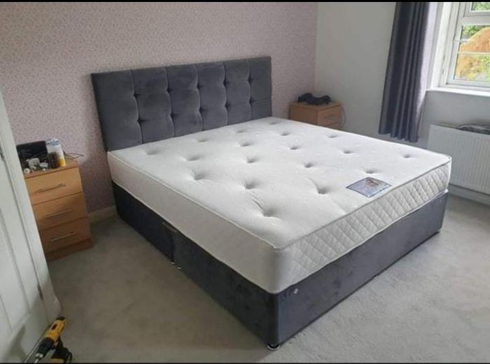 New Stylish single ,Double 4ft, 4ft6, King 5ft And 6ft Superking Sizes Divan Beds Instock. Drawers And Optional Tufted Mattresses Available. Free Delivery