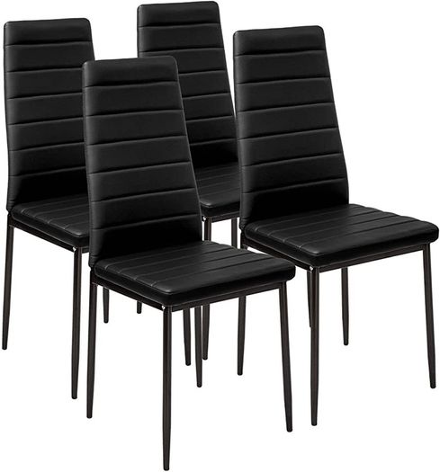 Stunning Modern Faux Leather Black White Dining Chair Chairs Set Dining Kitchen Room Chair SET OF 4 (FREE POSTAGE)