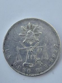 1872 Mexican 1 Peso "Balanza" silver coin